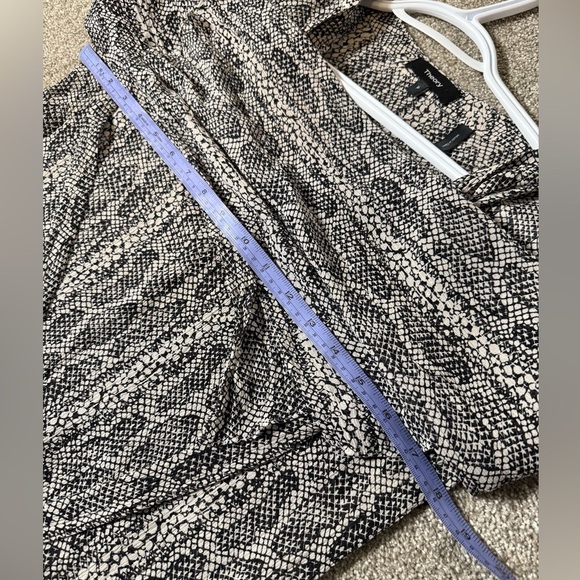 Theory Black White 100% Silk Long Sleeve Blouse | Size Petite - Picture 10 of 11